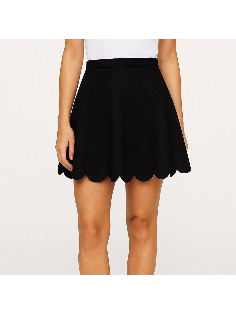 English Factory Black Scalloped Hem Skirt